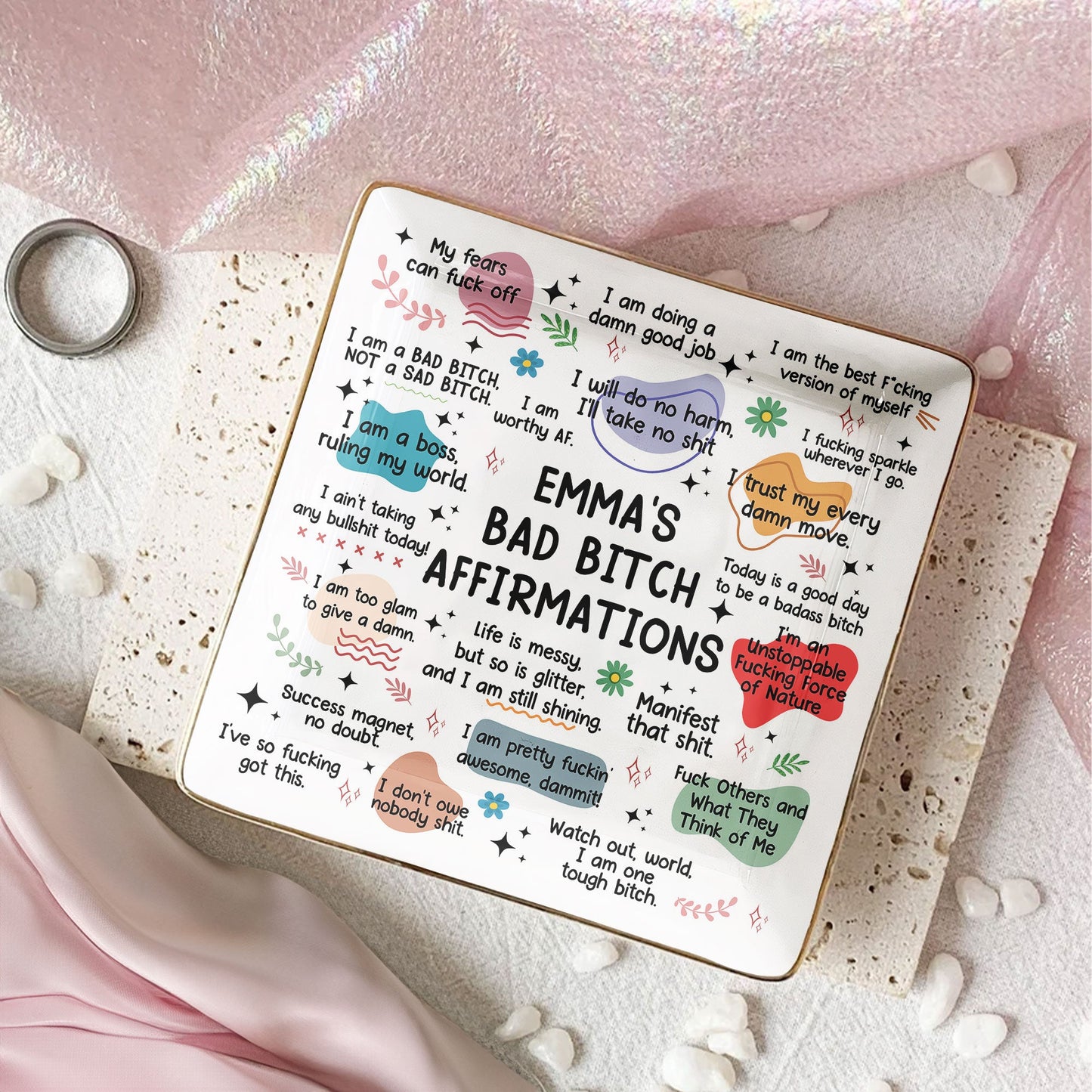 My Swear Affirmations - Gifts For Daughter, Friend, For Me Gift - Personalized Jewelry Dish Christmas Gift For Friend Christmas Gift For Daughter