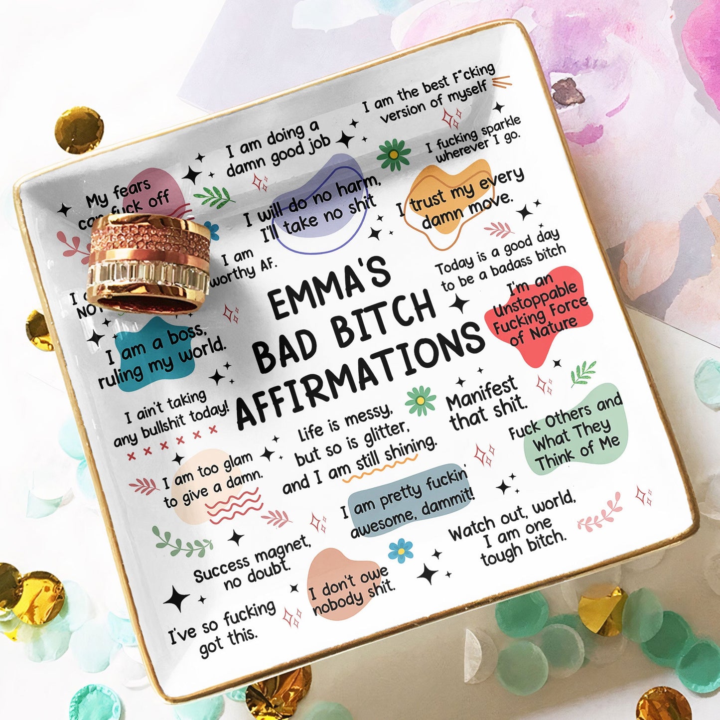 My Swear Affirmations - Gifts For Daughter, Friend, For Me Gift - Personalized Jewelry Dish Christmas Gift For Friend Christmas Gift For Daughter