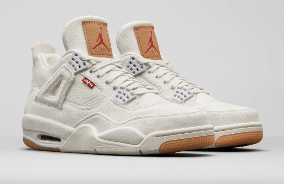 Men's Levi’s x Air Jordan 4 Retro Tripple White Shoes