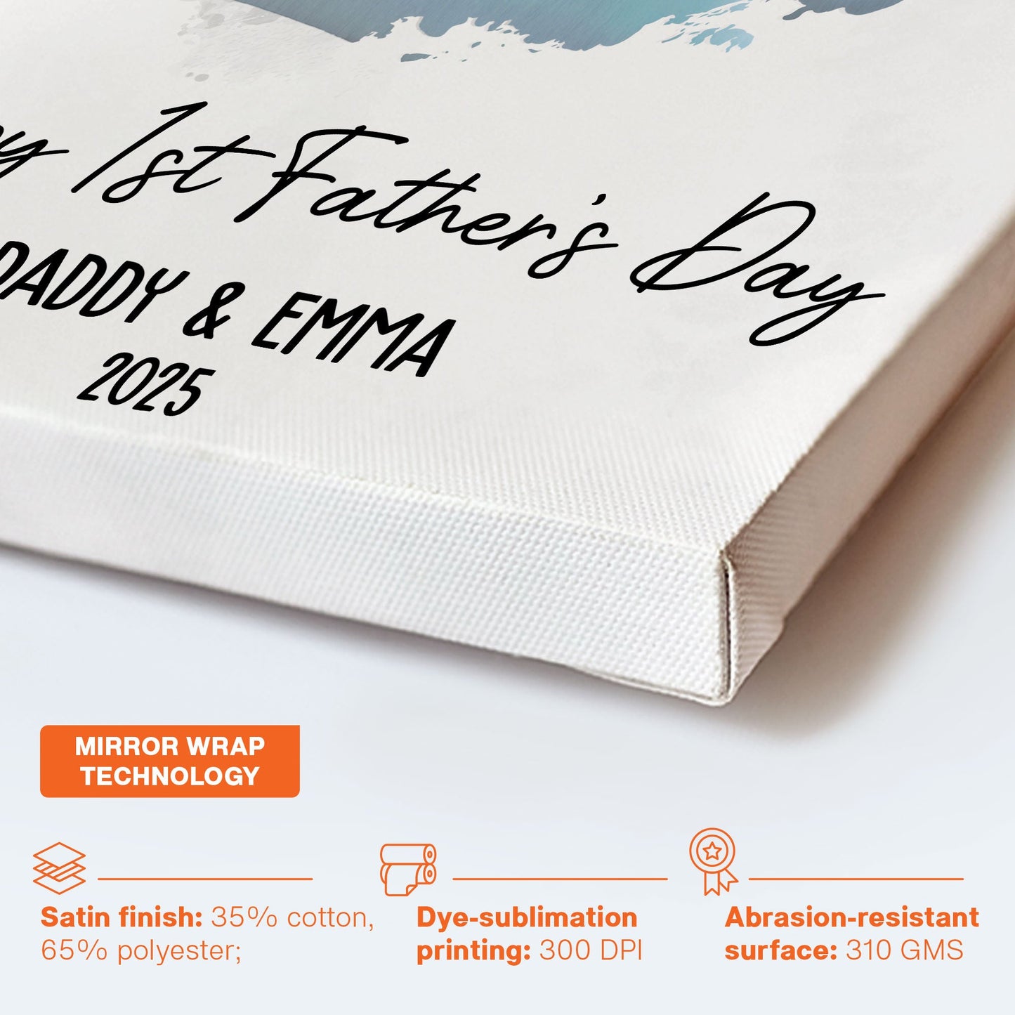 Watercolor Style Happy 1st Father's Day - Personalized Photo Poster/Canvas