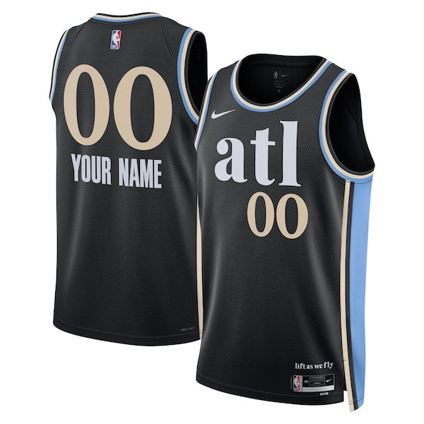 Atlanta Hawks Unisex 2023/24 Custom City Edition Swingman Black Jersey