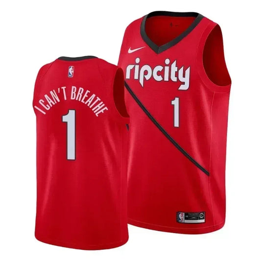 Anfernee Simons I Can't Breathe Portland Trail Blazers Social Justice Earned Red Swingman Jersey