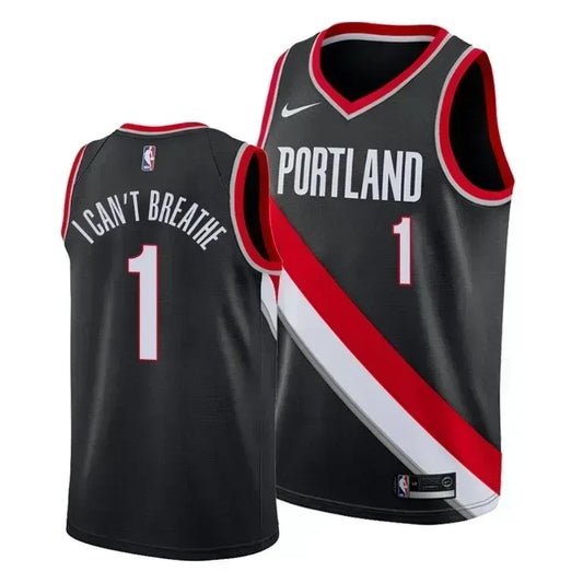 Anfernee Simons I Can't Breathe Portland Trail Blazers Social Justice Icon Black Swingman Jersey