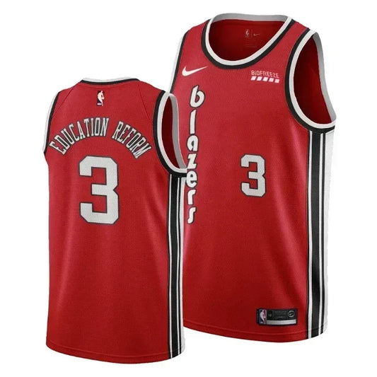 C.J. McCollum Education Reform Portland Trail Blazers Social Justice Classic Red Swingman Jersey