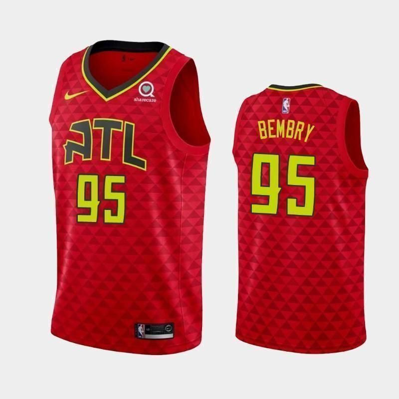 Atlanta Hawks #95 DeAndre' Bembry Statement Red Swingman Jersey