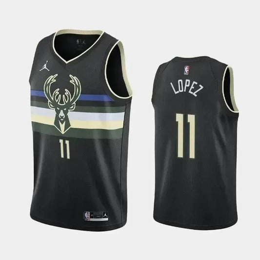 Brook Lopez Milwaukee Bucks 2020-21 Statement Black Swingman Jersey