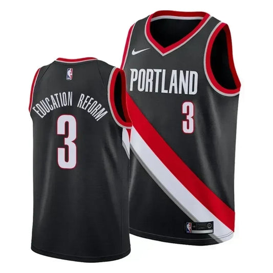 C.J. McCollum Education Reform Portland Trail Blazers Social Justice Icon Black Swingman Jersey