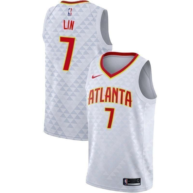 Atlanta Hawks #7 Jeremy Lin Association White Swingman Jersey