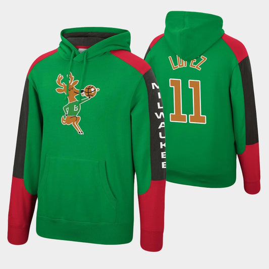 Brook Lopez Milwaukee Bucks Hardwood Classic Fusion Fleece Pullover Hoodie