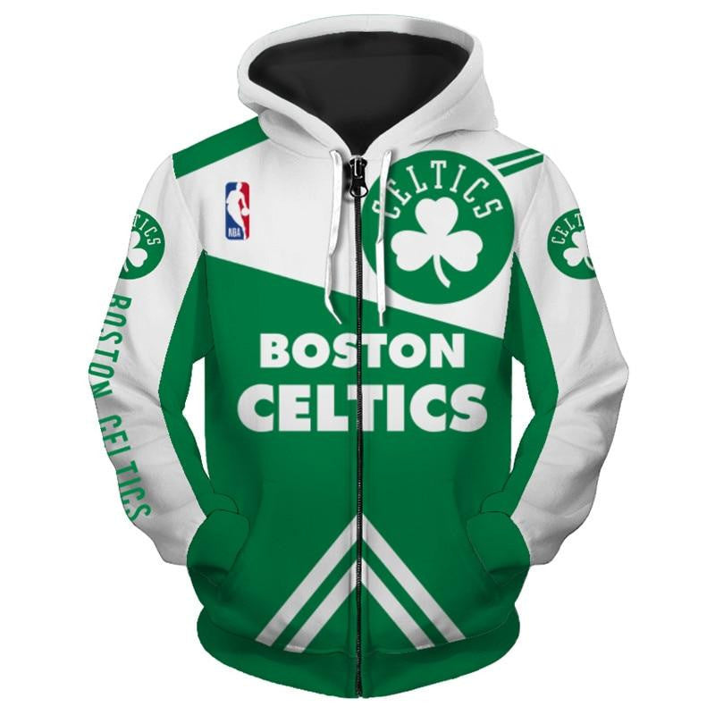 Boston Celtics Green Logo 3D Printed Zip Hoodie
