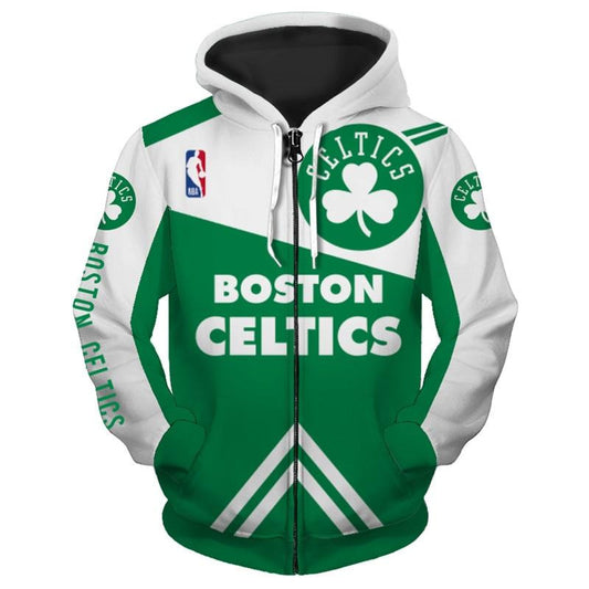 Boston Celtics Green Logo 3D Printed Zip Hoodie
