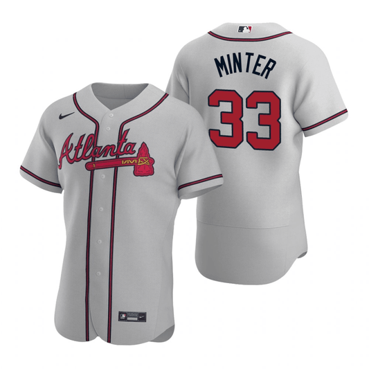 A.J. Minter Atlanta Braves Road Gray Baseball Player Jersey
