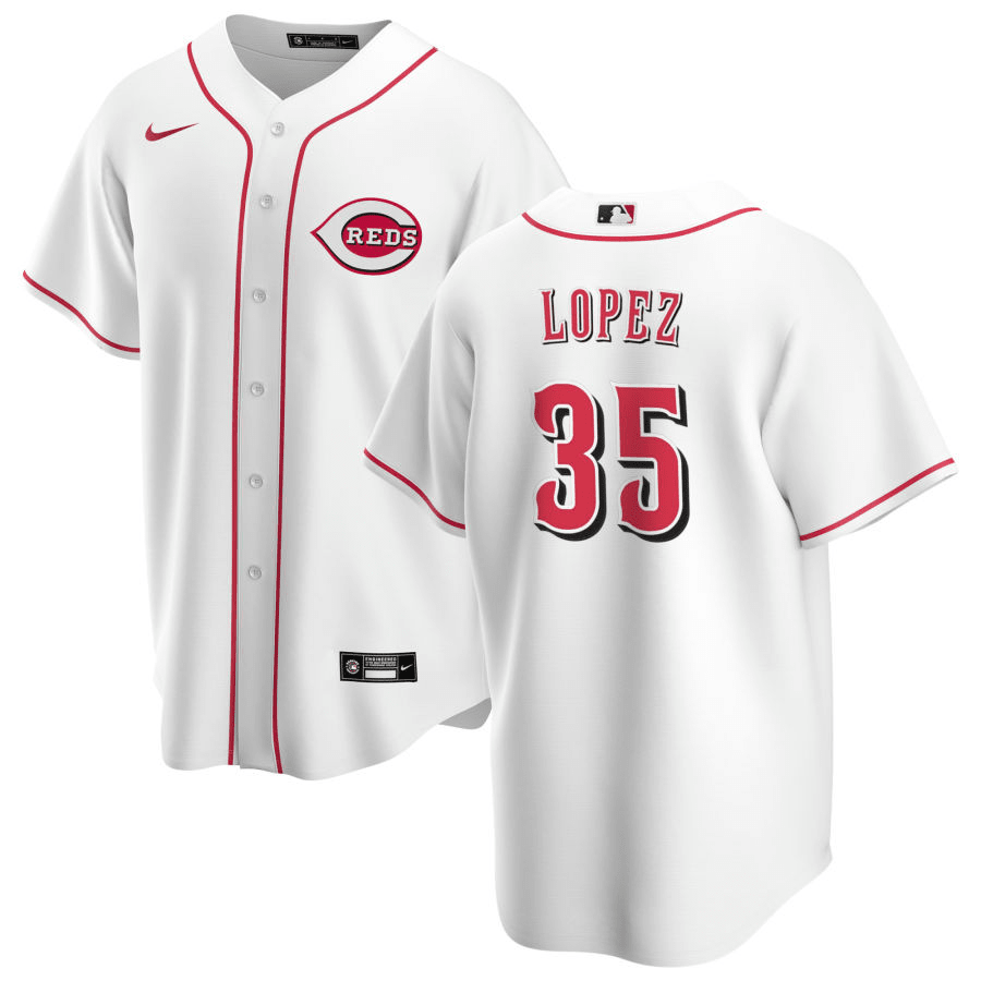 Alejo Lopez Cincinnati Reds Home White Baseball Player Jersey
