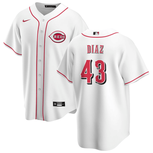 Alexis Diaz Cincinnati Reds Home White Baseball Player Jersey