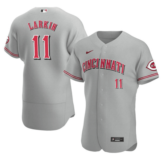 Barry Larkin Cincinnati Reds Road Gray Baseball Player Jersey