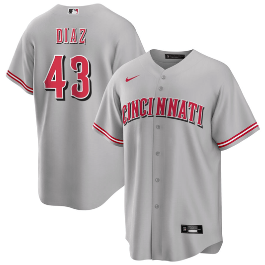 Alexis Diaz Cincinnati Reds Road Gray Baseball Player Jersey