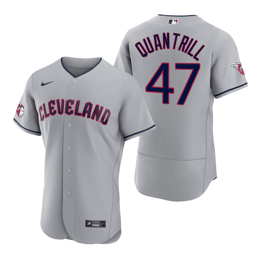 Cal Quantrill Cleveland Guardians Road Gray Baseball Player Jersey