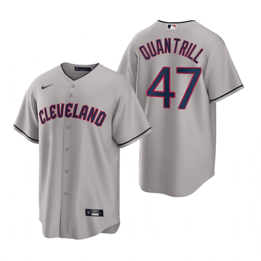 Cal Quantrill Cleveland Guardians Road Gray Baseball Player Jersey