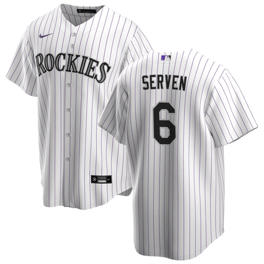 Brian Serven Colorado Rockies Home White Baseball Player Jersey