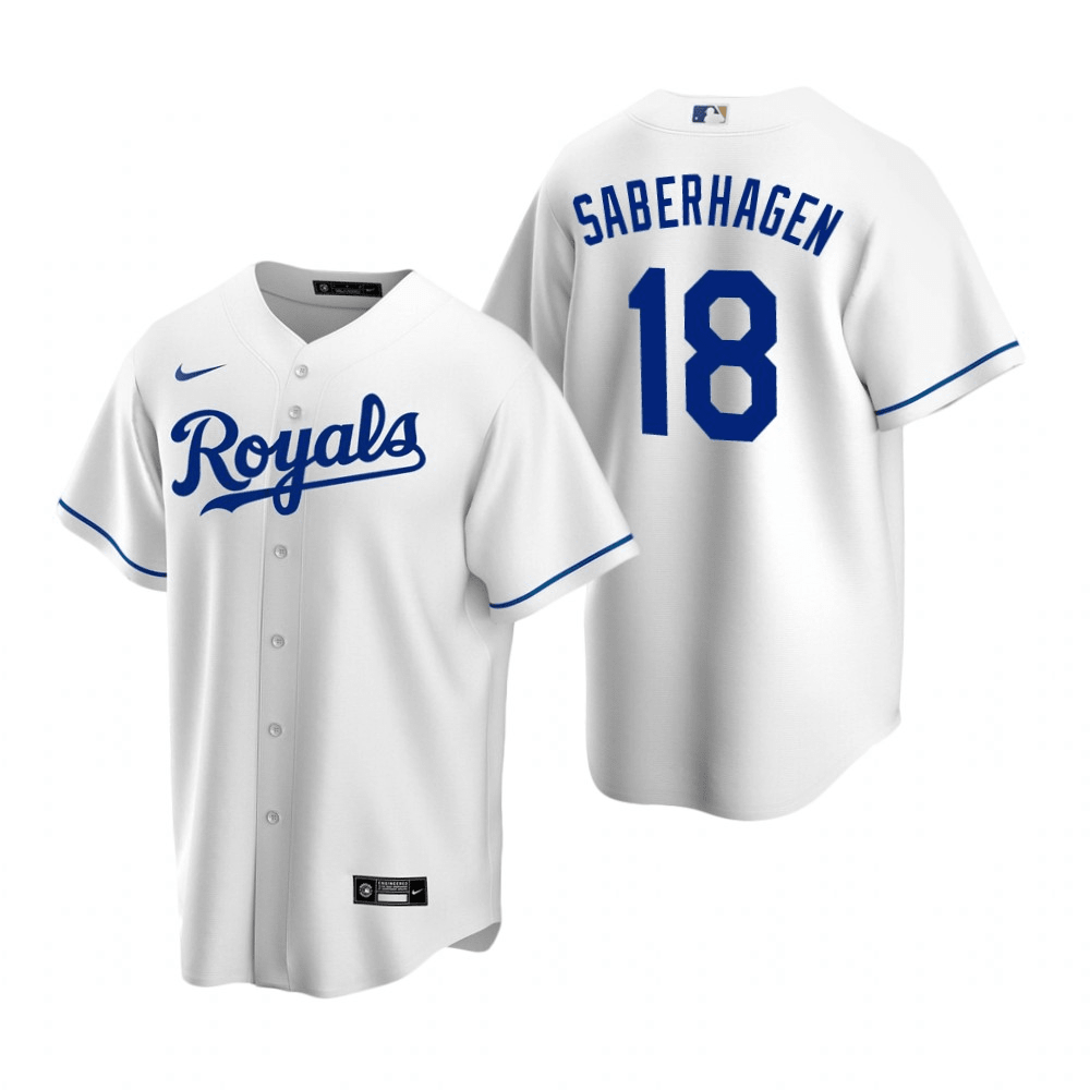Bret Saberhagen Kansas City Royals Home White Baseball Player Jersey