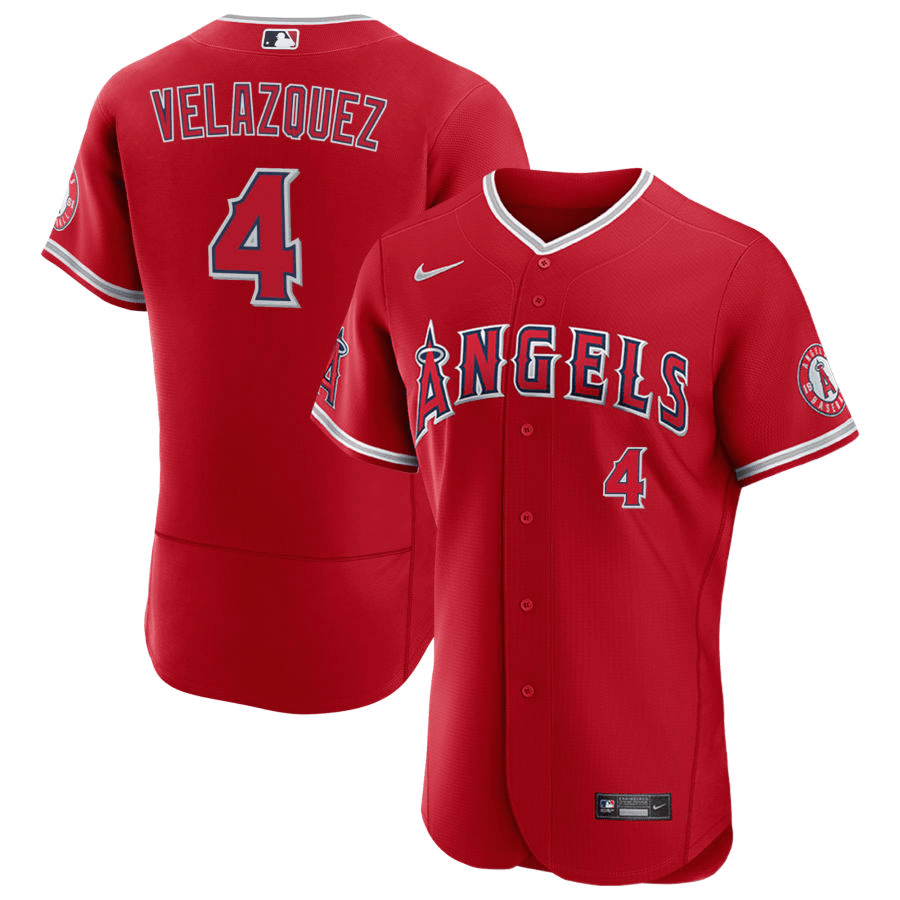 Andrew Velazquez Los Angeles Angels Alternate Red Baseball Player Jersey