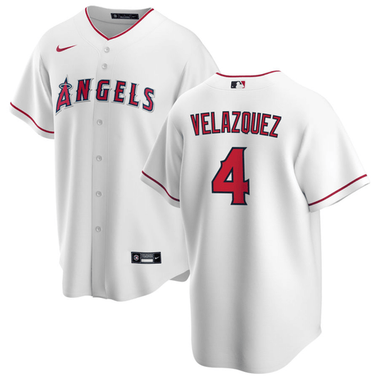 Andrew Velazquez Los Angeles Angels Home White Baseball Player Jersey