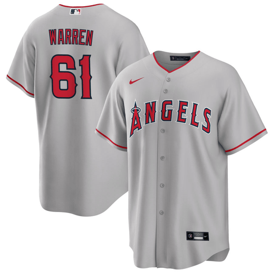 Austin Warren Los Angeles Angels Road Gray Baseball Player Jersey