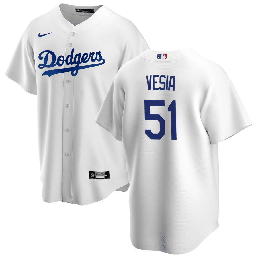 Alex Vesia Los Angeles Dodgers Home White Baseball Player Jersey