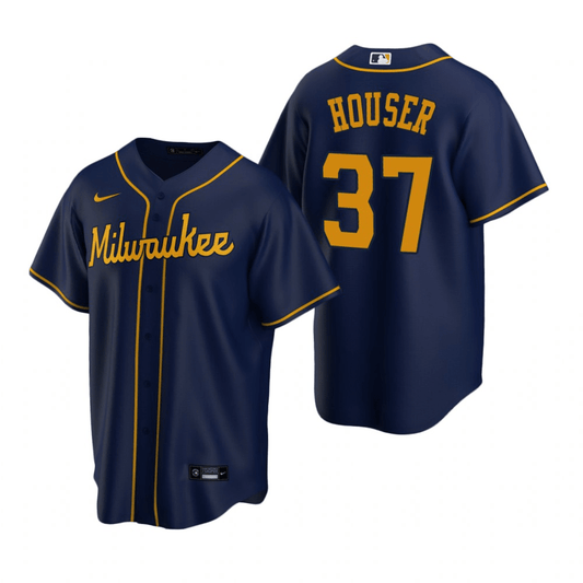 Adrian Houser Milwaukee Brewers Alternate Navy Baseball Player Jersey