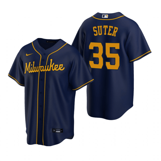 Brent Suter Milwaukee Brewers Alternate Navy Baseball Player Jersey