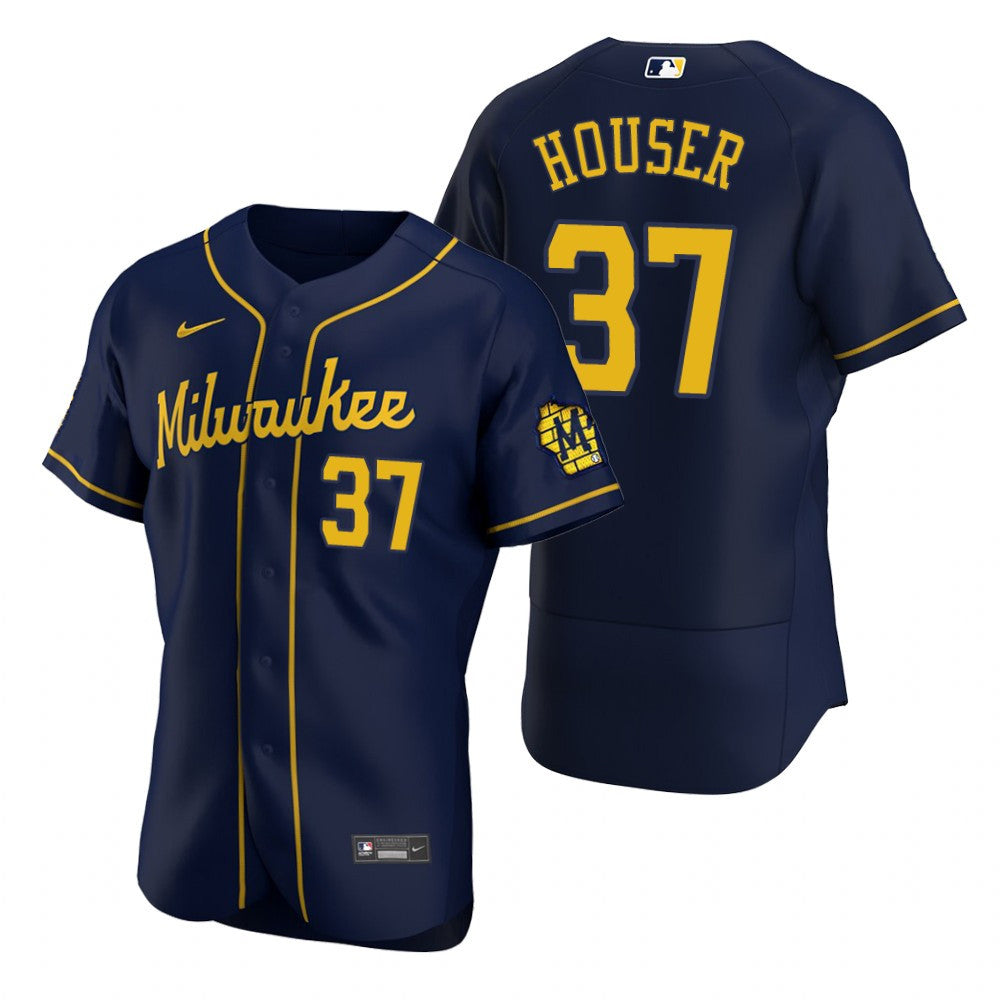 Adrian Houser Milwaukee Brewers Alternate Navy Baseball Player Jersey