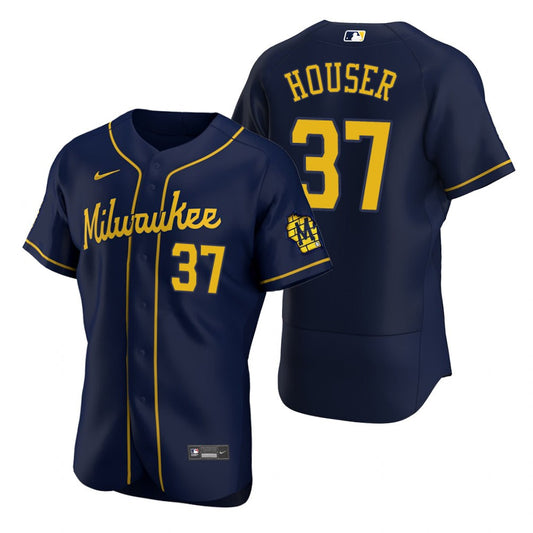 Adrian Houser Milwaukee Brewers Alternate Navy Baseball Player Jersey