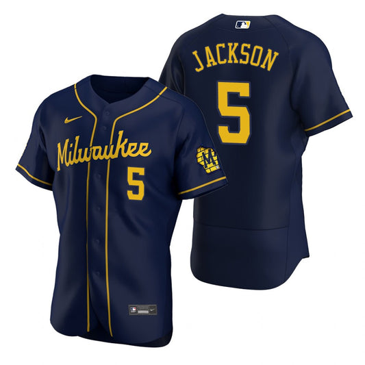 Alex Jackson Milwaukee Brewers Alternate Navy Baseball Player Jersey