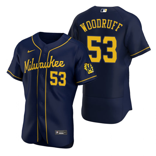Brandon Woodruff Milwaukee Brewers Alternate Navy Baseball Player Jersey
