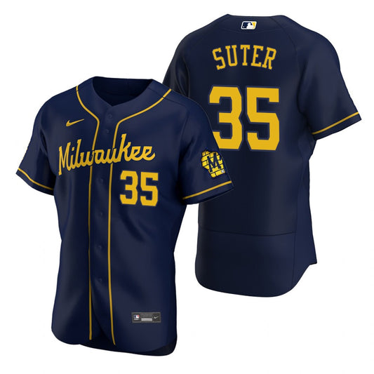 Brent Suter Milwaukee Brewers Alternate Navy Baseball Player Jersey