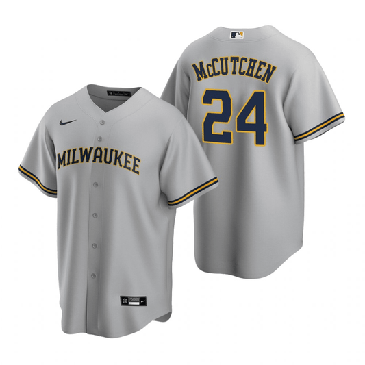 Andrew McCutchen Milwaukee Brewers Road Gray Baseball Player Jersey