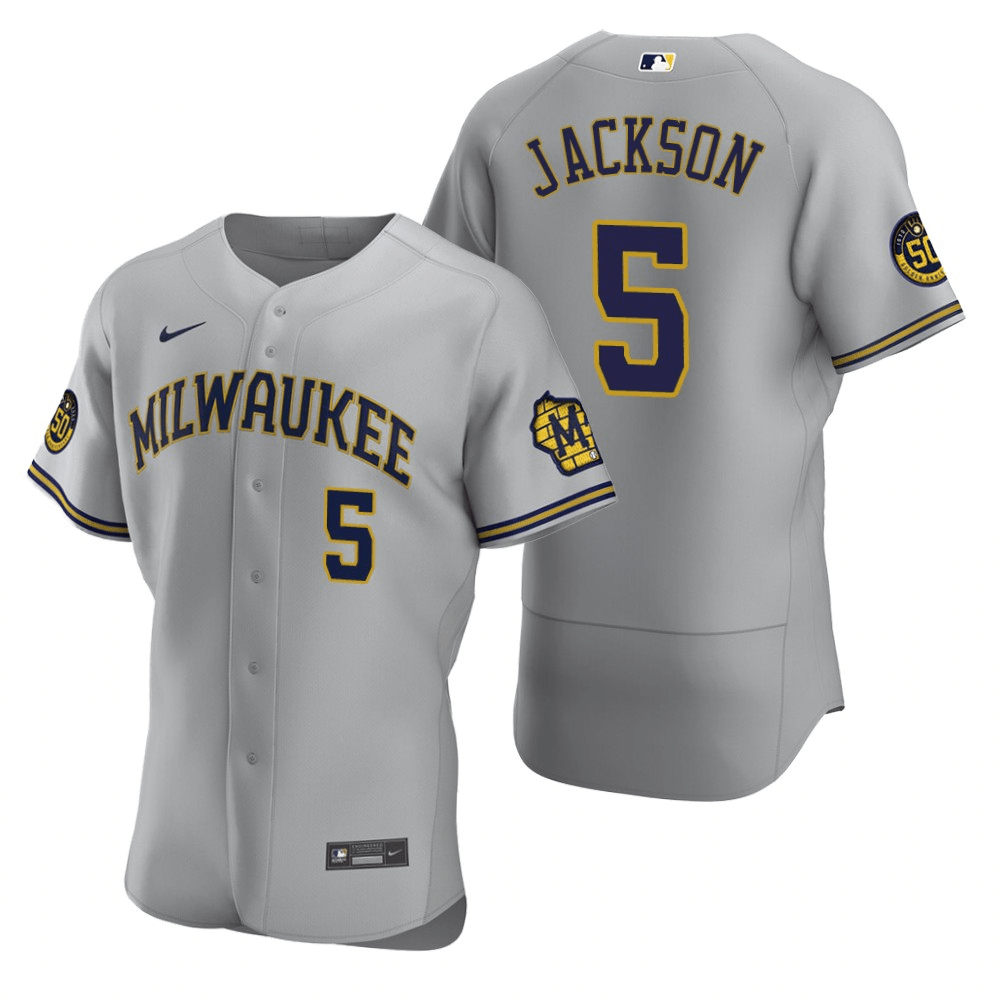Alex Jackson Milwaukee Brewers Road Gray Baseball Player Jersey