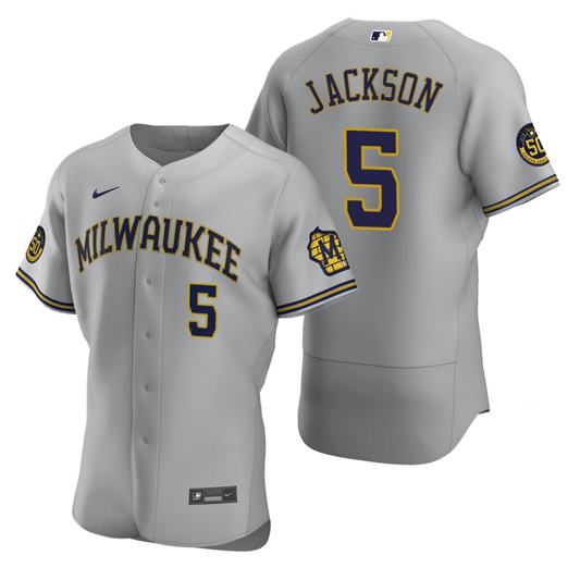 Alex Jackson Milwaukee Brewers Road Gray Baseball Player Jersey