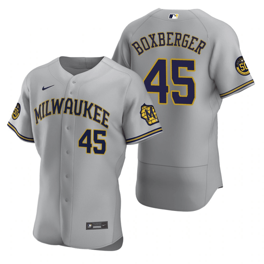 Brad Boxberger Milwaukee Brewers Road Gray Baseball Player Jersey