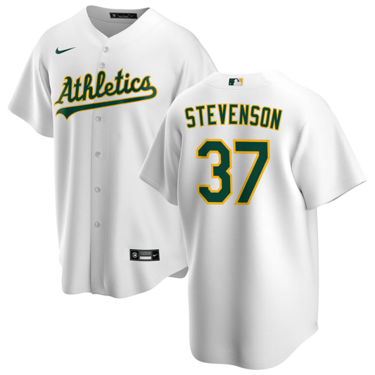 Cal Stevenson Oakland Athletics Home White Baseball Player Jersey