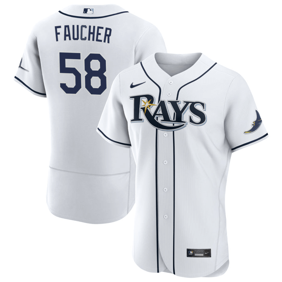 Calvin Faucher Tampa Bay Rays Home White Baseball Player Jersey