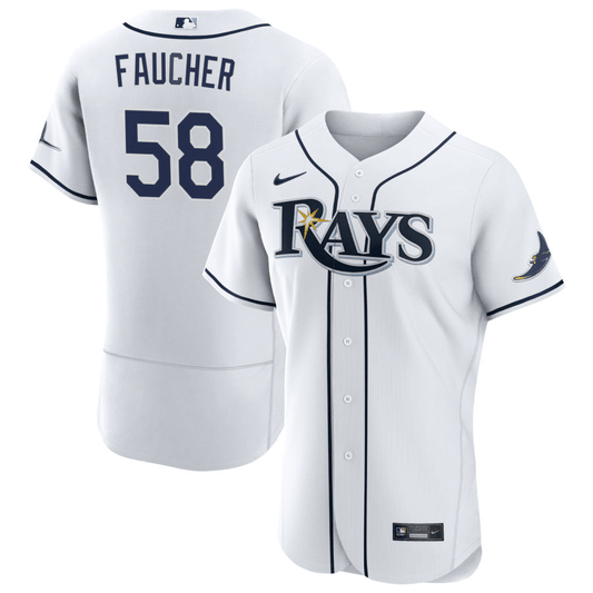Calvin Faucher Tampa Bay Rays Home White Baseball Player Jersey