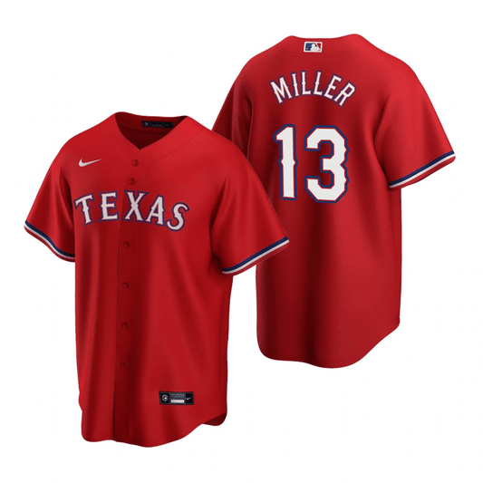 Brad Miller Texas Rangers Alternate Red Baseball Player Jersey