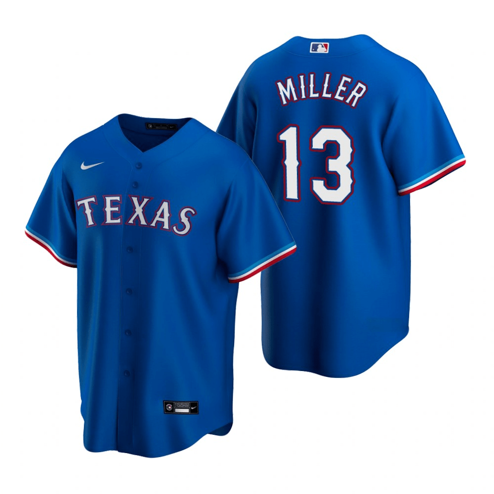 Brad Miller Texas Rangers Alternate Royal Baseball Player Jersey
