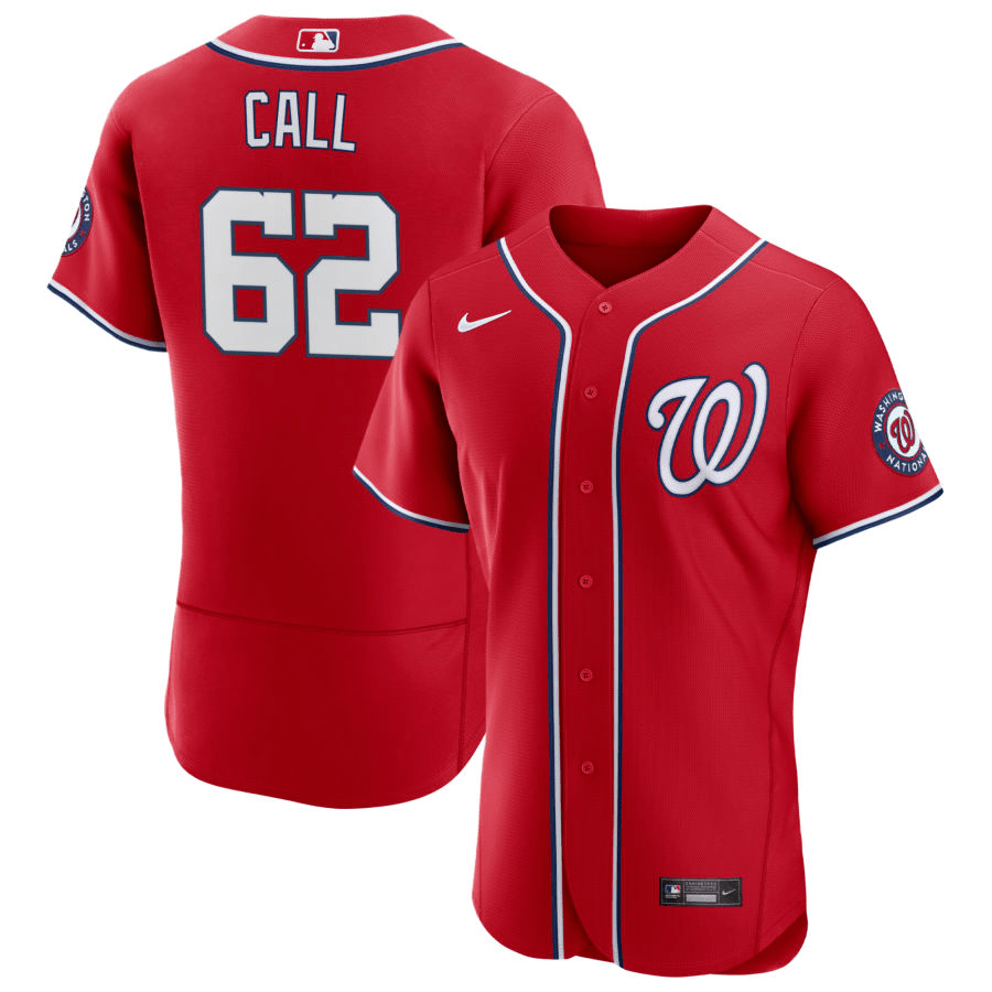 Alex Call Washington Nationals Alternate Scarlet Baseball Player Jersey