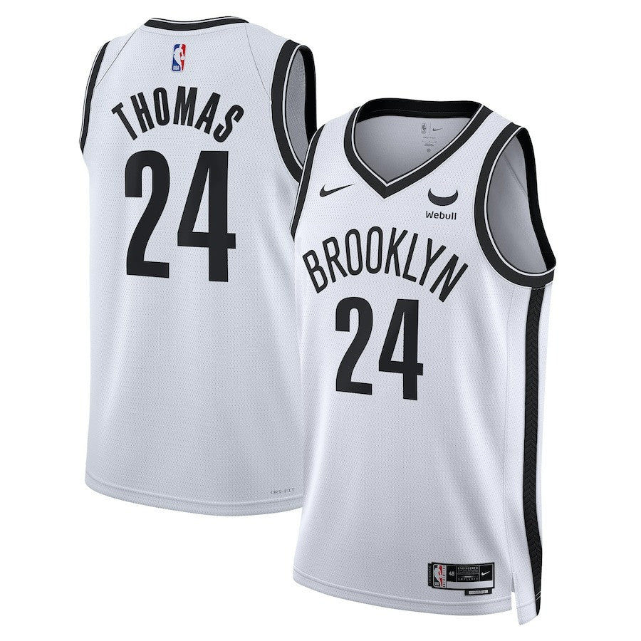Cam Thomas Brooklyn Nets NBA Swingman Badge Player White Jersey