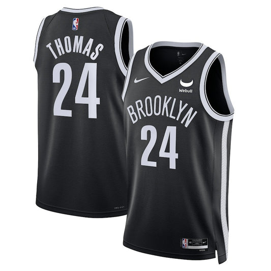 Cam Thomas Brooklyn Nets NBA Swingman Badge Player Black Jersey