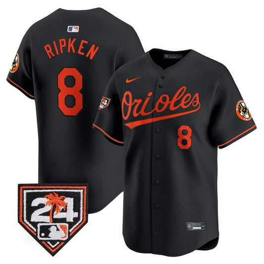 Cal Ripken Baltimore Orioles Black 2024 Spring Training Patch Men Jersey