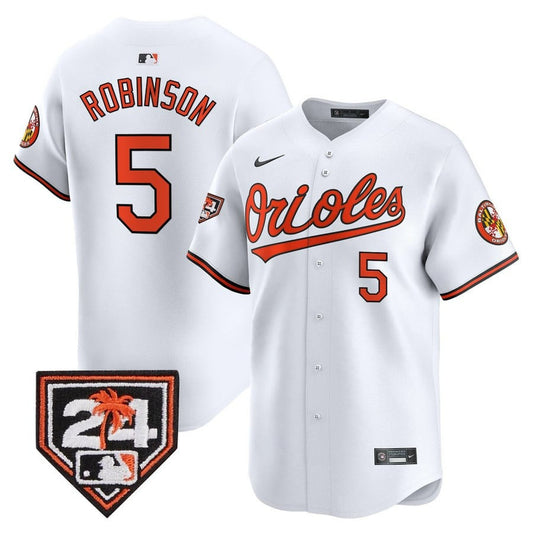 Brooks Robinson Baltimore Orioles White 2024 Spring Training Patch Men Jersey