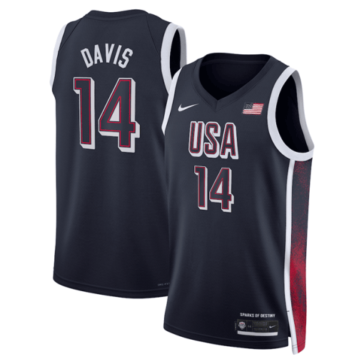 Anthony Davis USA National Team 2024 Match Edition Fan Game Navy Jersey